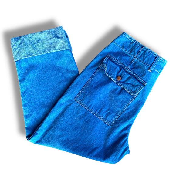 Closed Tony High Rise Jeans Sz 32 Blue Patch Pockets Cropped Cuffed Relaxed Fit - Picture 4 of 15